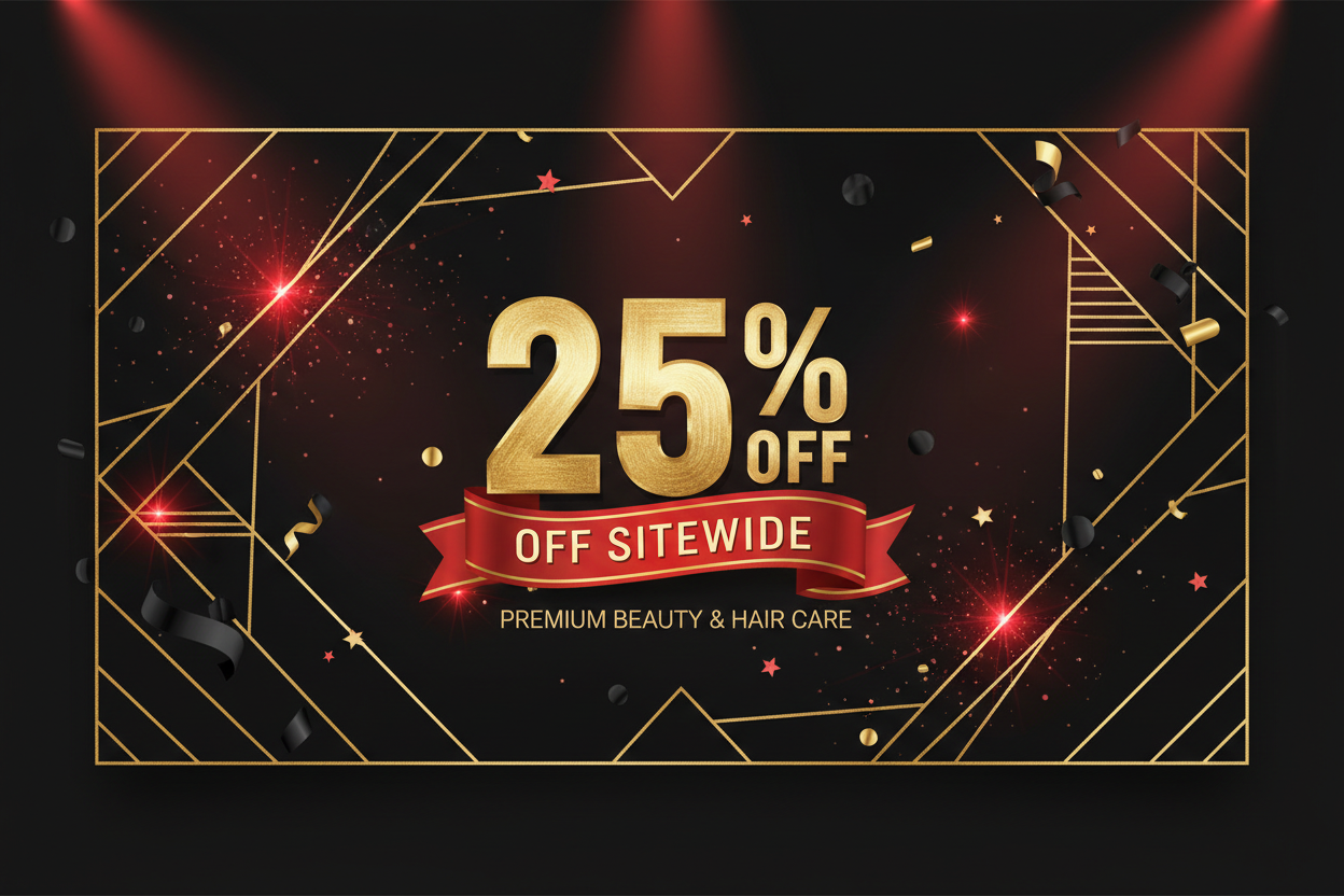create a black friday website banner  video for 25% off sitewide in the color theme of black, gold and red addiing in the attached image

Start of list: Files for reference

Skip to end of “Files for reference” list

Skip to start of “Files for reference” list

End of list: Files for reference